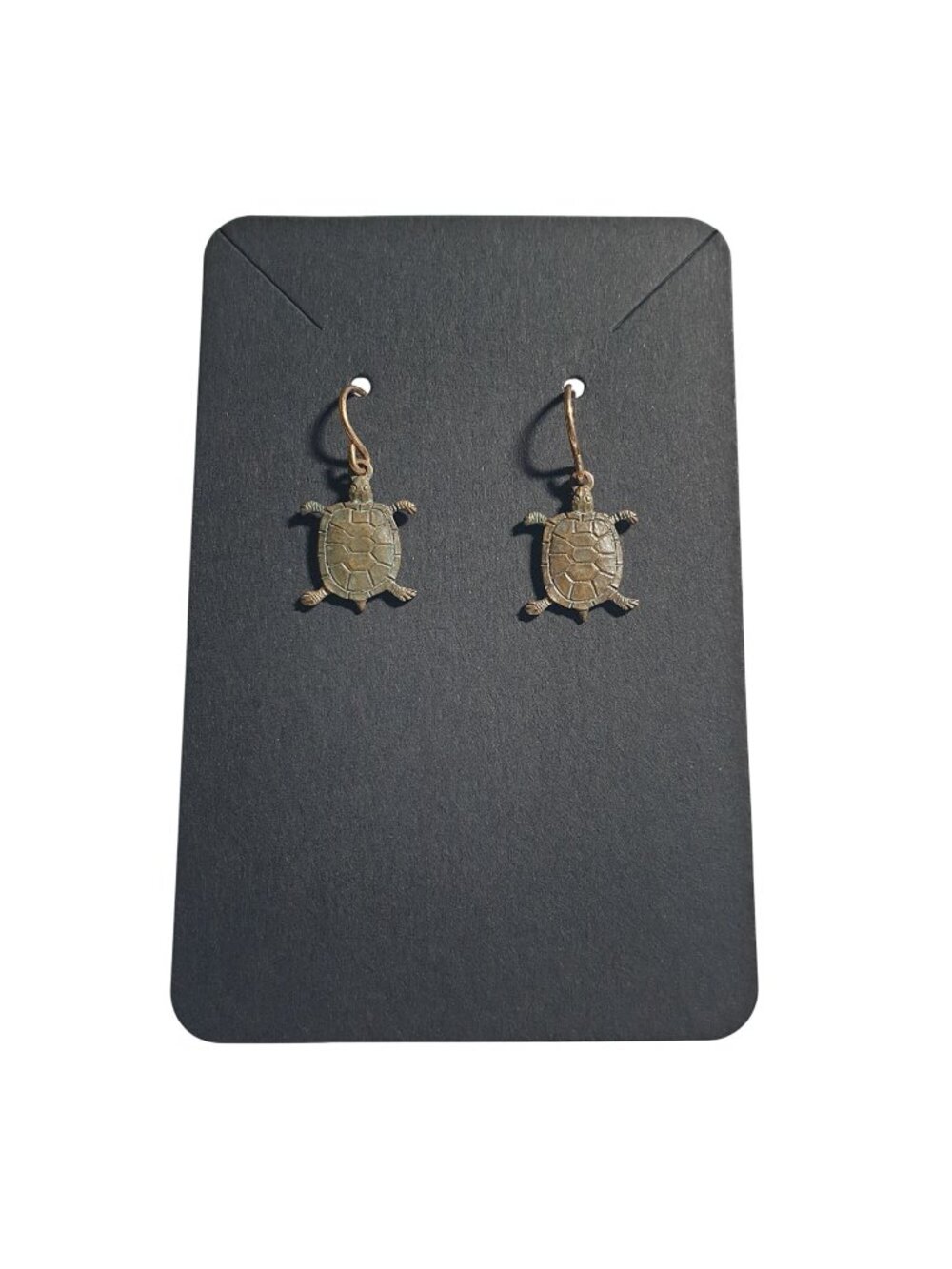 Turtle Charm Lightweight Handmade Earrings Gold Tone Hook Dangle Jewelry Gift